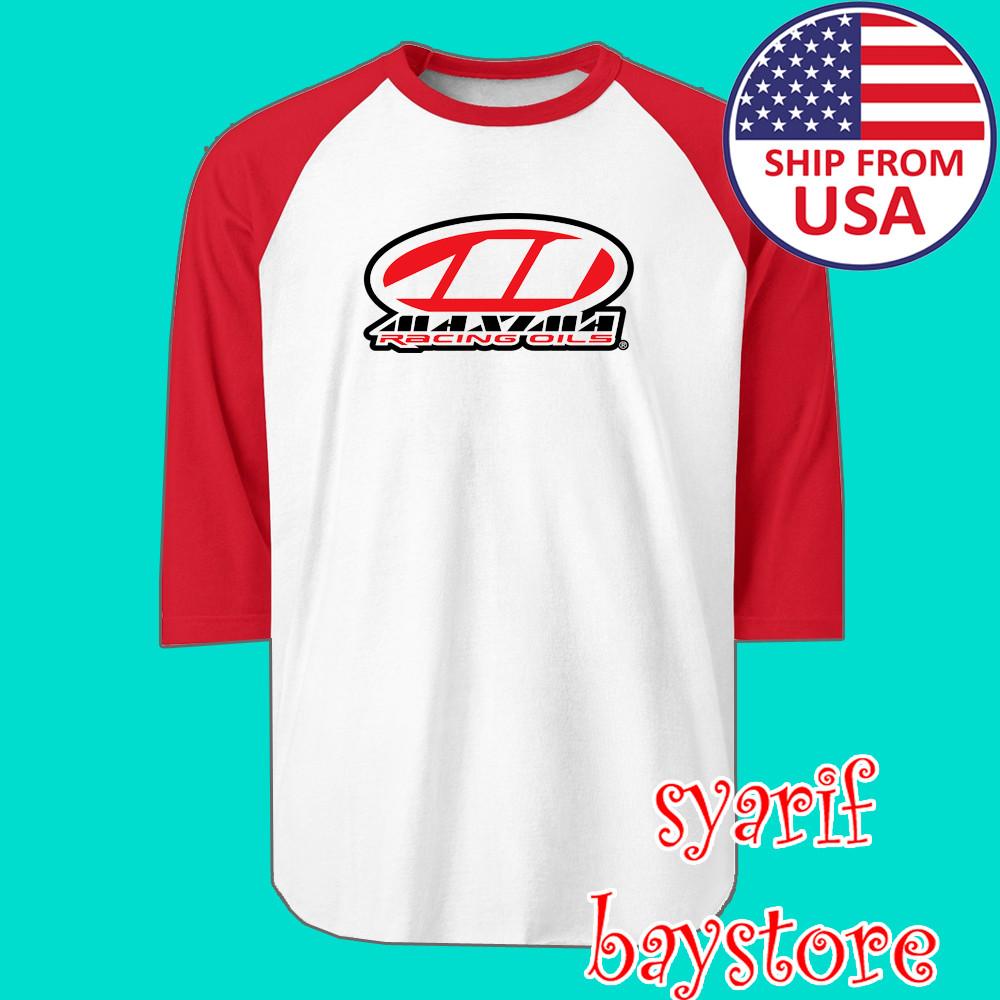 

Maxima Racing Oils Men#039;s Raglan White Red Size S to 2XL Unisex T-Shirt XXL