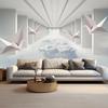 Geometric Space 3d Wallpaper Sky White Cloud Wall Murals Home Decor Background Mural For Living Room Bedroom