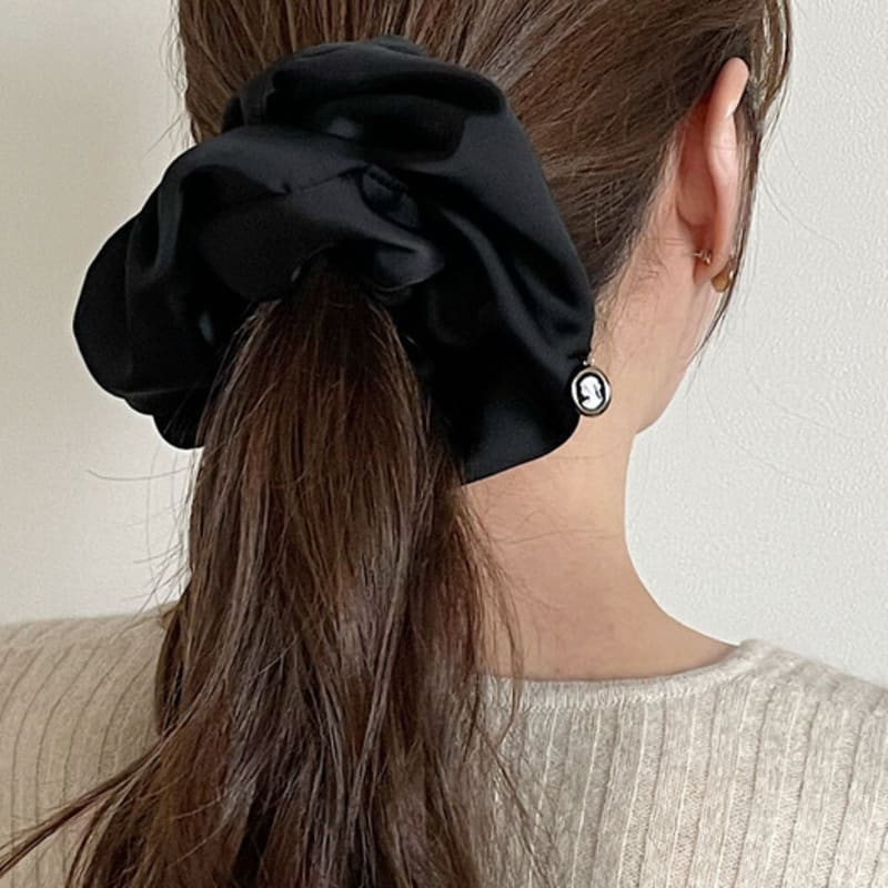 

весло Камео Сатин Широкая Резинка-Скранчи [Выберите 1 из 5 цветов] Black