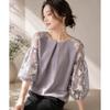 Rellawear Bloom Flower Sheer Volume Sleeve Blouse