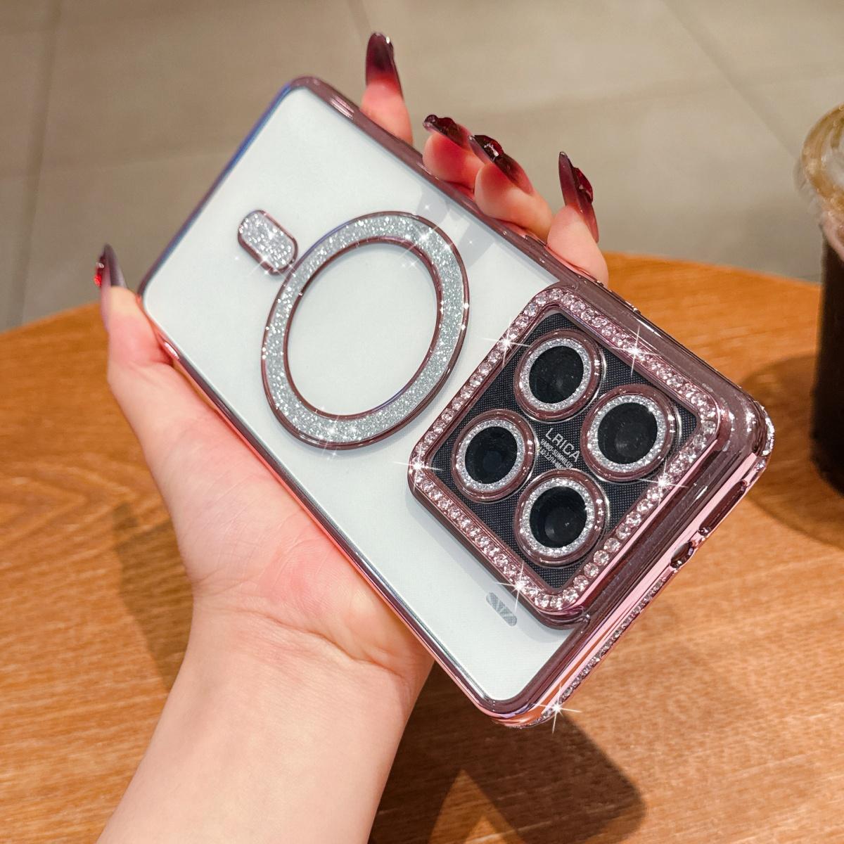 

Glitter Rhinestone For Magsafe Magnetic Case For Xiaomi 14T Redmi Note 14 Pro + Plus Bling Diamond Wireless Charge Cover Note 14 ProPlus 5G