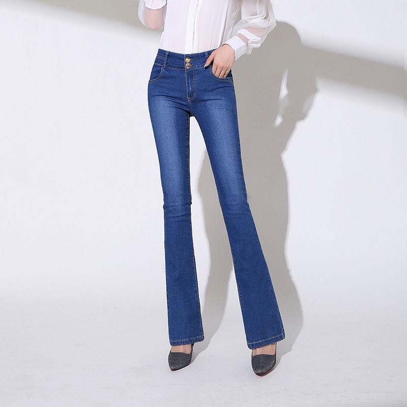 Women s Blue High-Waisted Stretchy Flared Denim Pants Plus Size 31