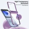 Electroplated Transparent Phone Case for Samsung Galaxy Z Flip 7 Fe 6 5 4 with Hinge Protection and Tempered Film Cover