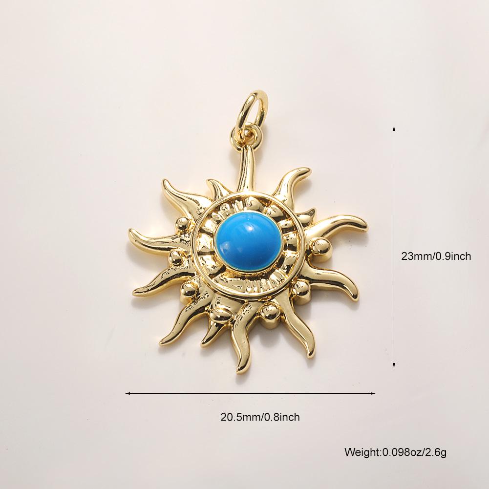 Trendy Sun Pendant Copper Gold-Plated Drip Oil DIY Jewelry: Necklace, Bracelet, Earring Accessories for Women