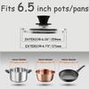 HEVSTIL Universal Lid for Pots, Pans, and Skillets, 6.5-inch/17cm Clear Glass Pot Lid with Heat-Resistant Silicone Handle