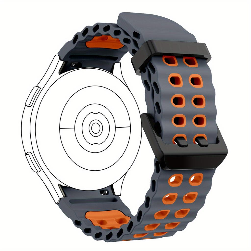 Dual-Tone Silicone Watch Strap For Samsung Galaxy Watch 7/6/5/4/FE - 40mm & 44mm Breathable Quick-Release Buckle Watch Strap