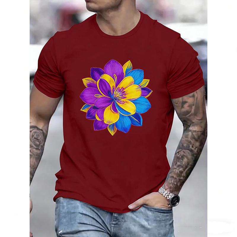 Модная Мужская Футболка с 3D Цифровой Печатью Верх с Коротким Рукавом для Улицы Круглый Вырез Футболки Пуловер Стритвир Спорт 3XL красный 990₽