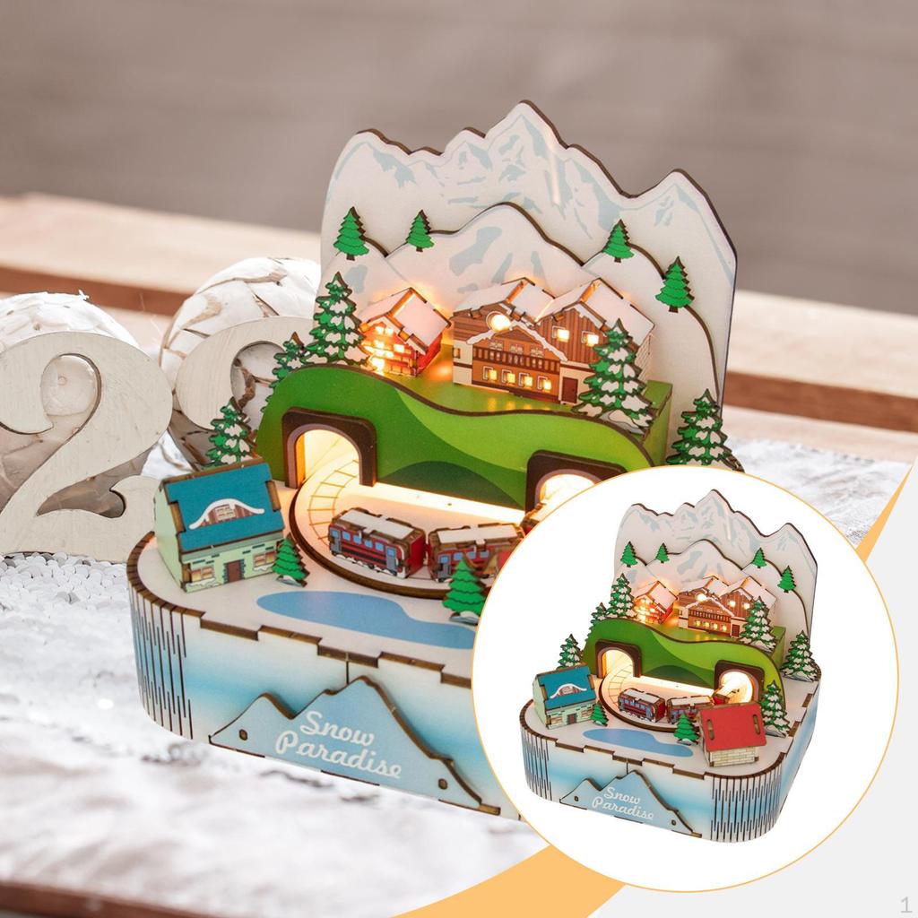 Material Christmas Music Box Lighting Creative Ornament Collection Miniature Toys Musical for