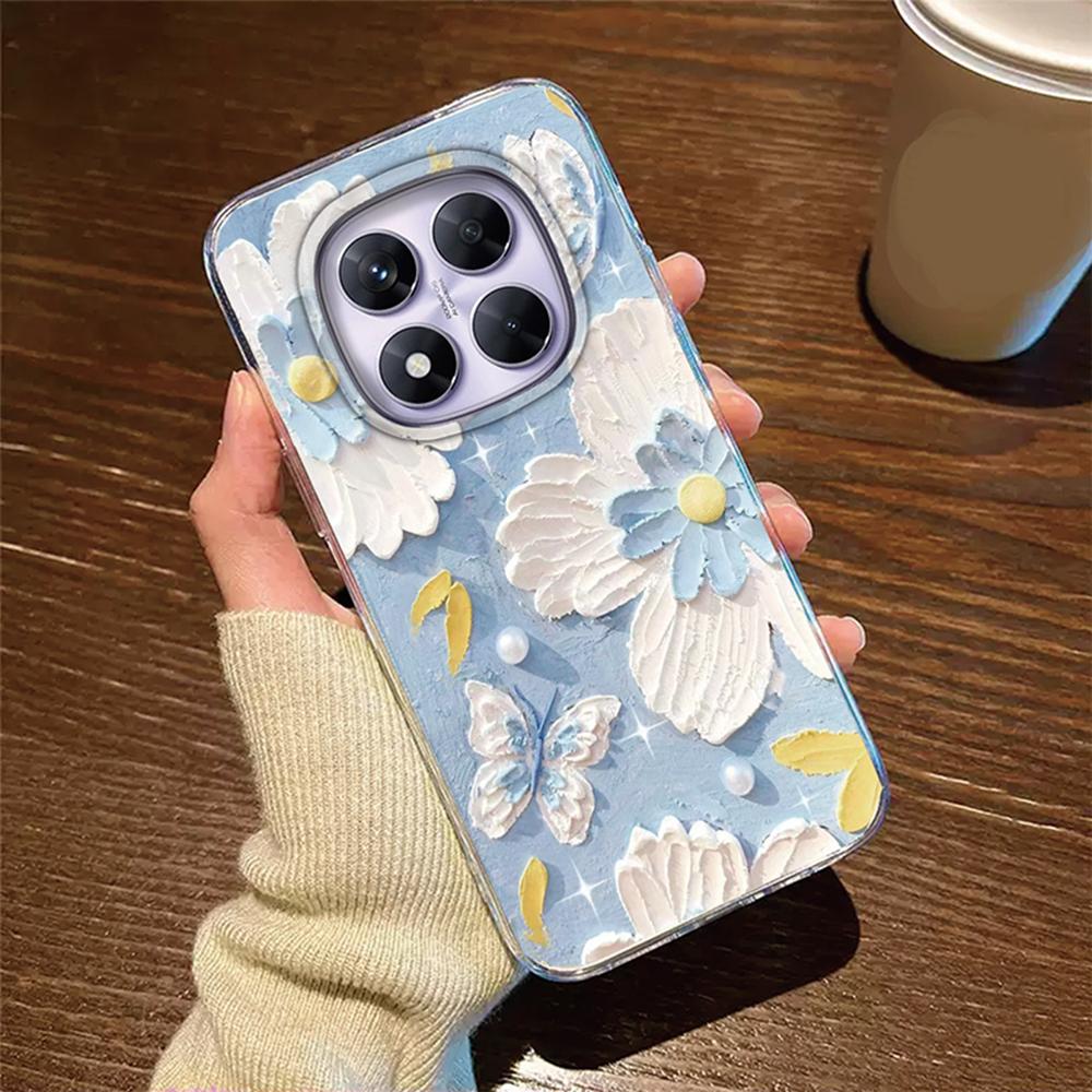 

Phone Case For Xiaomi Redmi Note 15 Pro 5G 15C 15 Cover Silicone Transparent Clear Rose Flower Oil Painting Daisy Redmi Note15 Redmi note 15