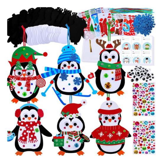 Kit Artizanal de Crăciun din Feutru DIY Agățătoare de Perete Brad de Crăciun Om de Zăpadă Coroniță Decorațiune Pinguin Mărturii de Crăciun pentru Copii Mici