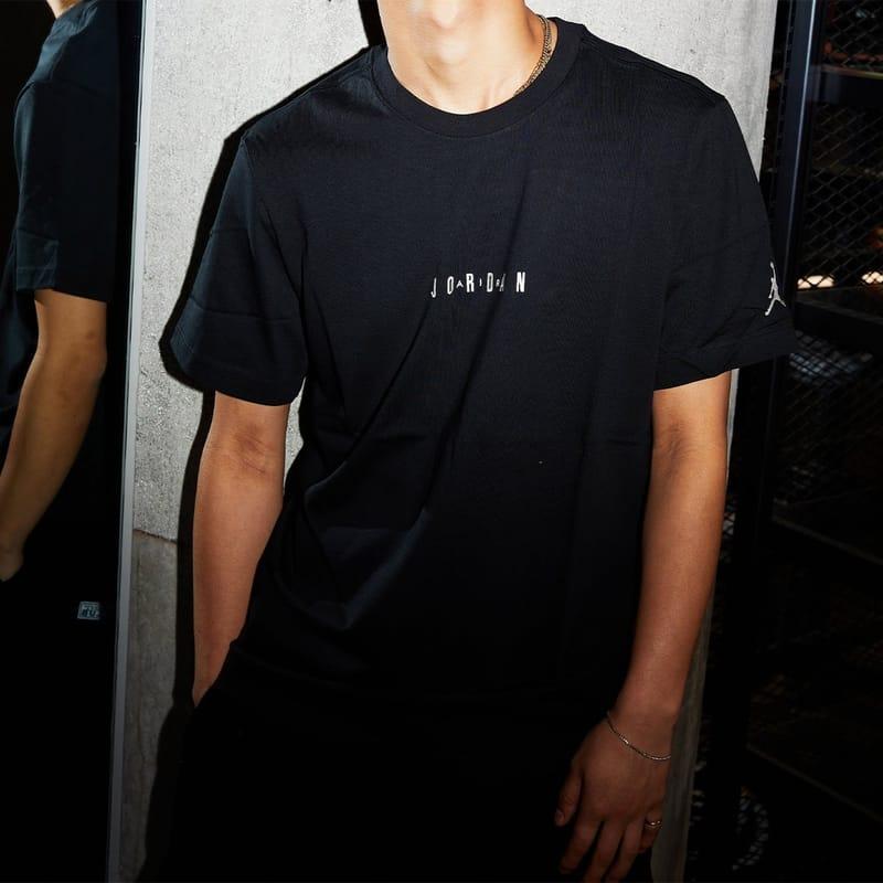 Air Jordan Logo Print Vintage Bordado Malha Gola Redonda Camiseta Masculina Tops Preto DM3183-010