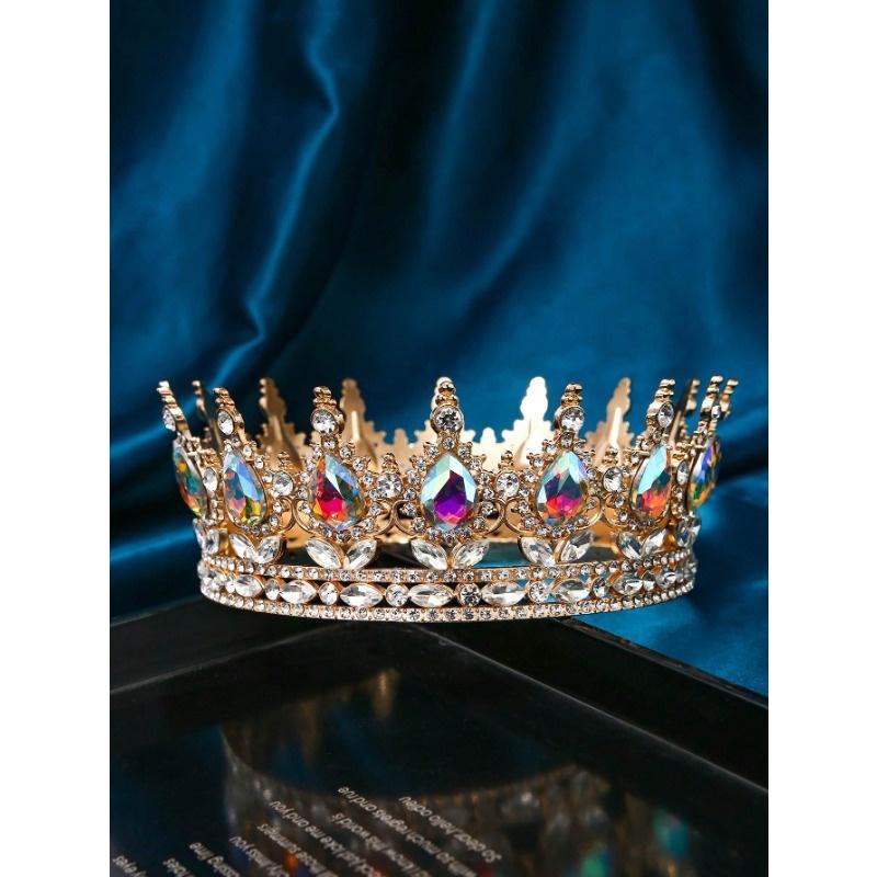 

1 шт. Женская роскошная повязка на голову с дизайном короны, украшенная стразами, для украшения, королевские тиары на Хэллоуин one-size золотой