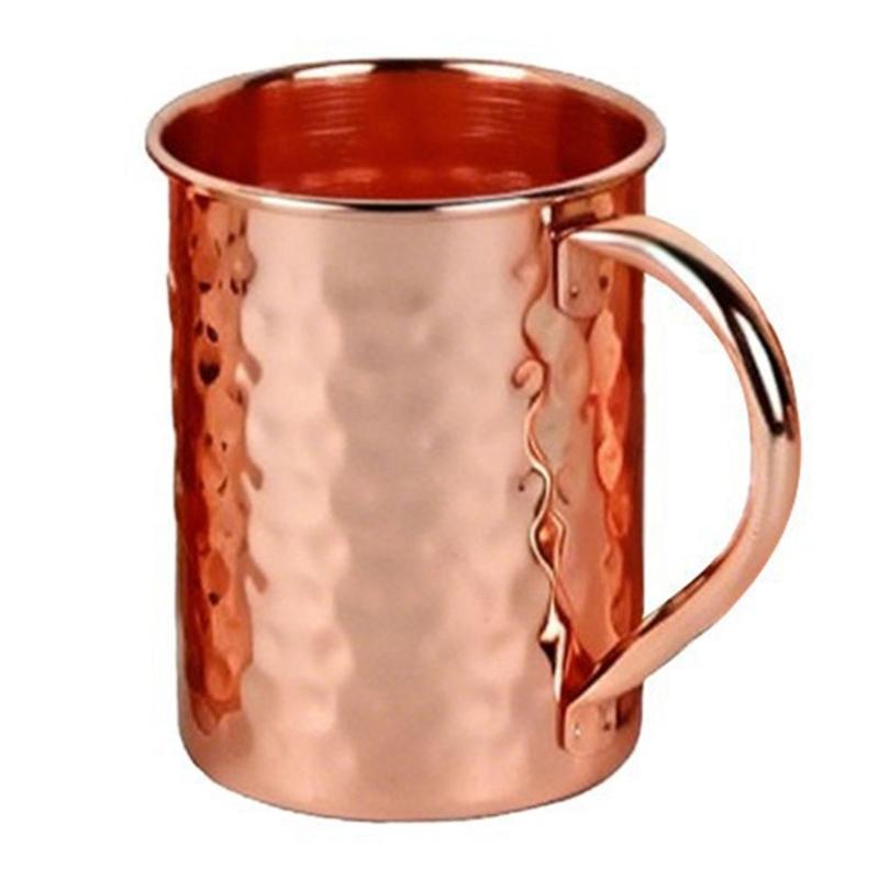 Copper Cocktails Mug with Textured Metallic Finish, Hammered Moscow Mules Cup for Home Dining, Kitchen Bar, Parties, Camping, and Picnics