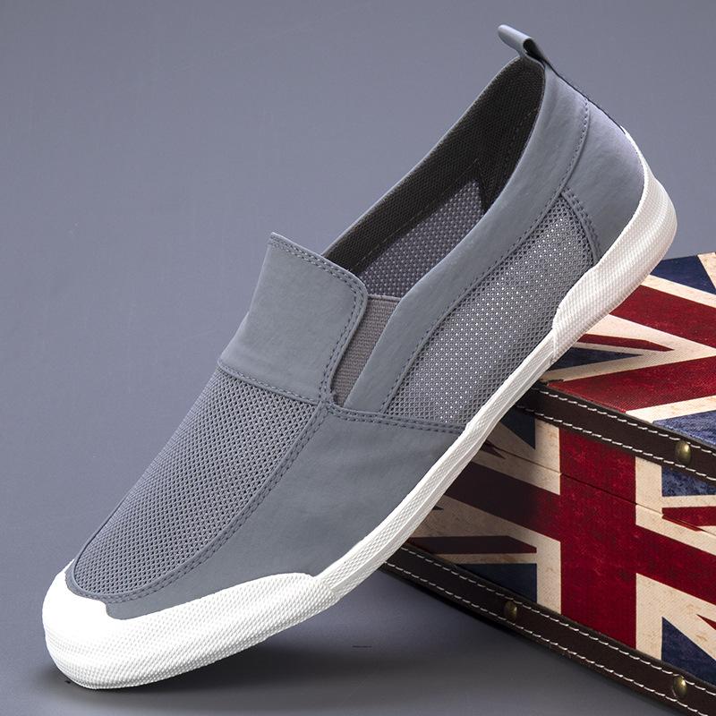 New Summer Flying Mesh Breathable Fabric Men's Shoes Lightweight Lazy Shoes Trendy Board Shoes Old Beijing Cloth Shoes