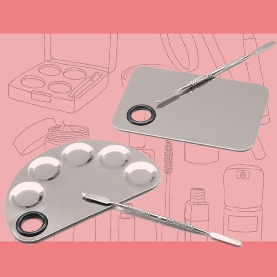 Mixing Plate Smooth Surface Multifunctional Various Shapes Stainless Steel Makeup Mixing Color Palette for Cosmetic