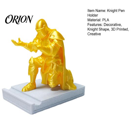 Mystery Style Desk Accessory 3D Printed Knight Pen Holder, Kneeling Stand, Exquisite Premium Quality Display Stand Sculpted Statue, Creative Organizer