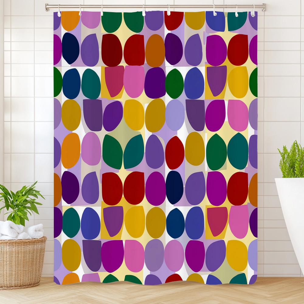 Modern Plaid Grid Print Waterproof Shower Curtain Bathroom Curtain,Hanging Curtain 12 Hooks Decoration Machine Washable