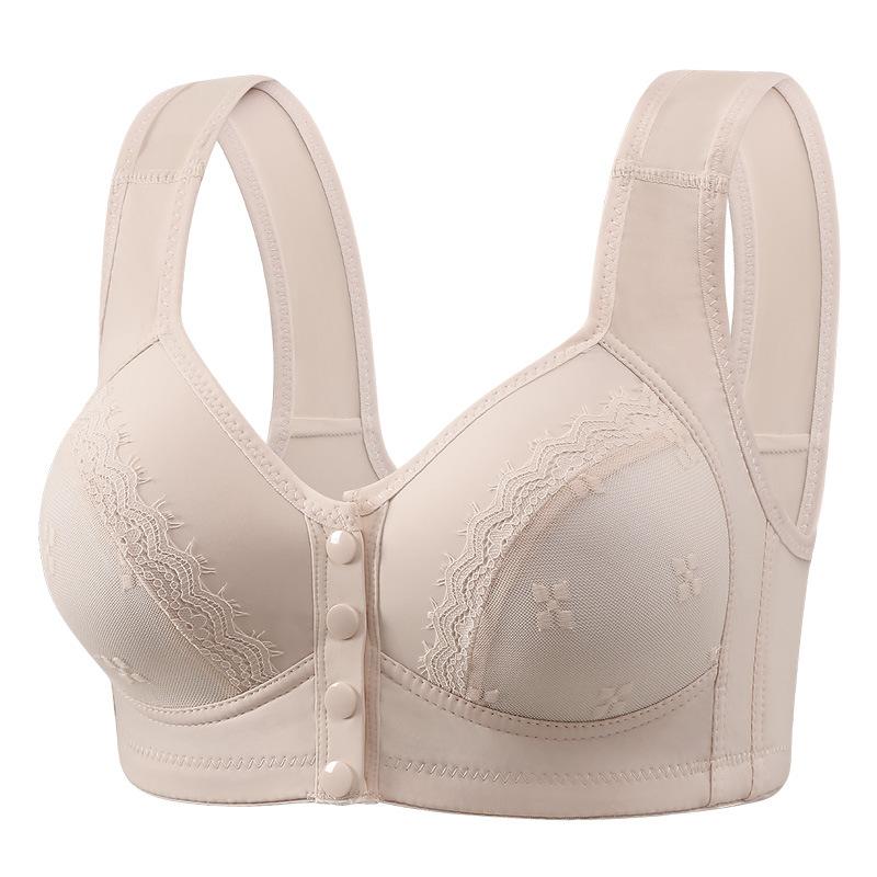 Front button without steel ring button vest style middle-aged and elderly underwear lace plus size bra women's text bra