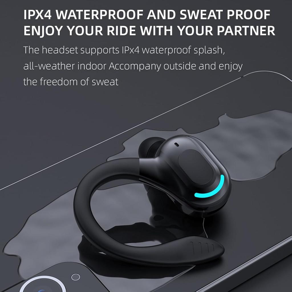 Wireless Earbuds with Earhooks Single Bluetooth Earpiece Sports Headphones Over the Ear Running Workout Wrap Around Earbuds 20H Long Battery Life