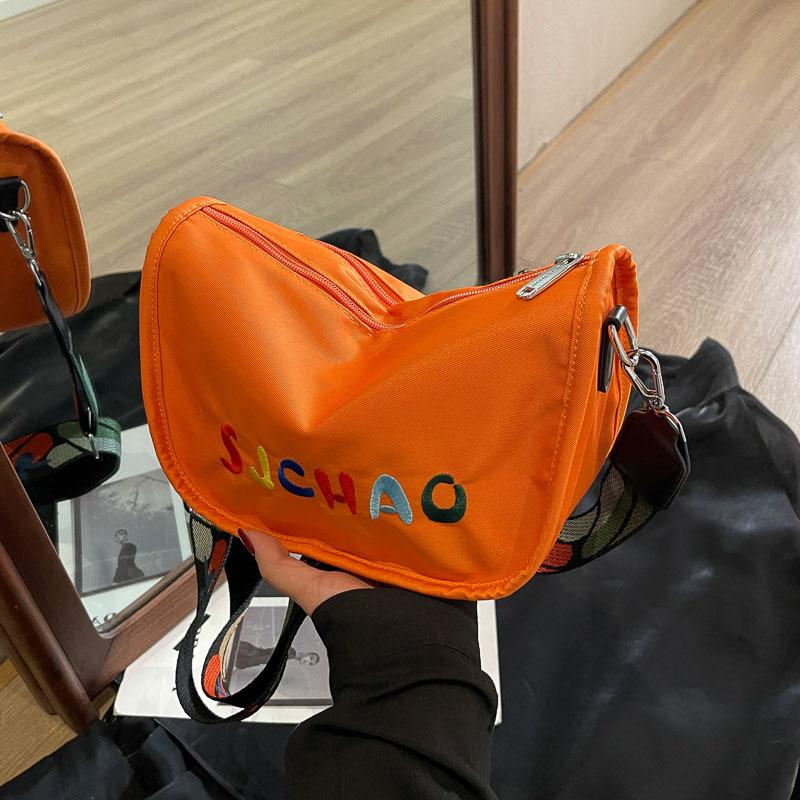 

Niche design bag women s 2024 new summer versatile lightweight cloth bag fashionable wide shoulder strap single shoulder messenger bag women оранжевый