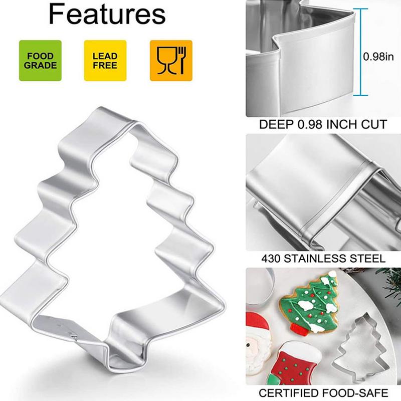6pcs Christmas Cookie Cutter Molds Stamp Sugarcraf Decoration Cake Tools Biscuit Mold Santa Claus Fondant Decorating Tools