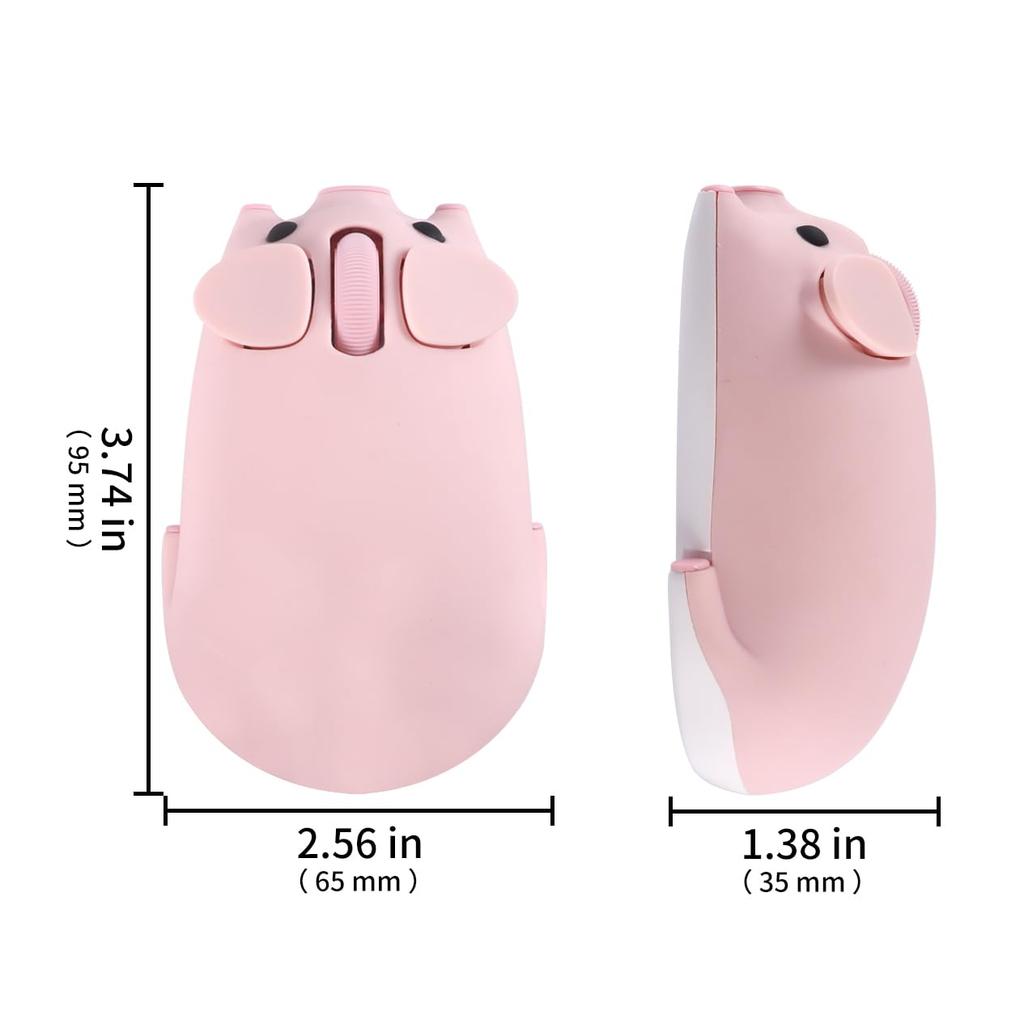 Wireless Bluetooth USB Cute Pig Compatible with Tablet and Laptops Mouse, 2.4GHz, 2-Device Connection, Design, Wireless, Quiet, Battery-Operated,