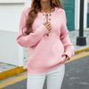 2024 Autumn Winter Women's European/American Style Solid Color Single-Breasted Round Neck Knitwear Pullover Sweater