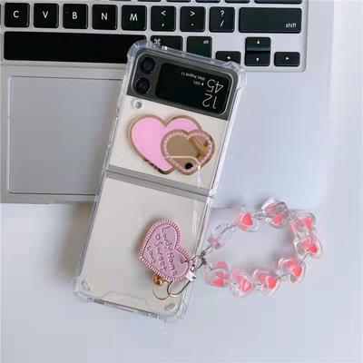 Samsung Galaxy Z Flip 3 Z Flip 4 El Zinciri Şeffaf Z Flip 5g Kapak İçin Aşk Bileziği Kayışı Darbeye Dayanıklı Kılıf