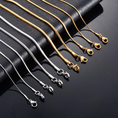 Stainless Steel Square Snake Chain Long Necklace for Women Men Choker On the Neck Collar Gold/Copper Color Jewelry Accessories
