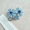 Color Twin Crystal Flower Brooch Personality Ins Trendy Fashion Accessories Simple Versatile Fashion Corsage