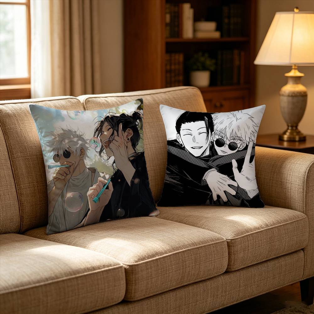 Satoru Gojo And Suguru Geto Pillow Case Pattern Printed Pillowcase For Living Room Sofa Cushion Cover