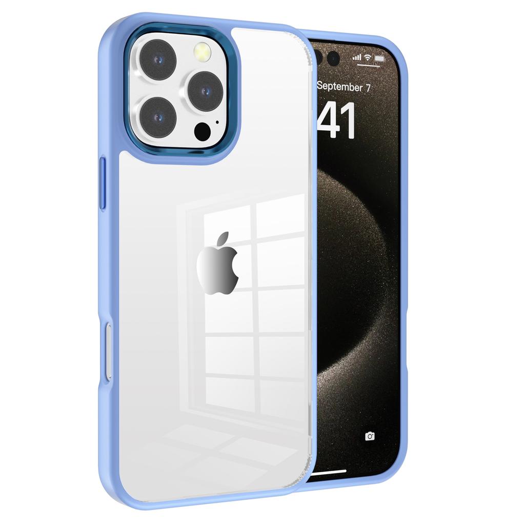 For iPhone 16 Pro Max Clear Phone Case TPU+ PC Phone Back Cover with Metal Button