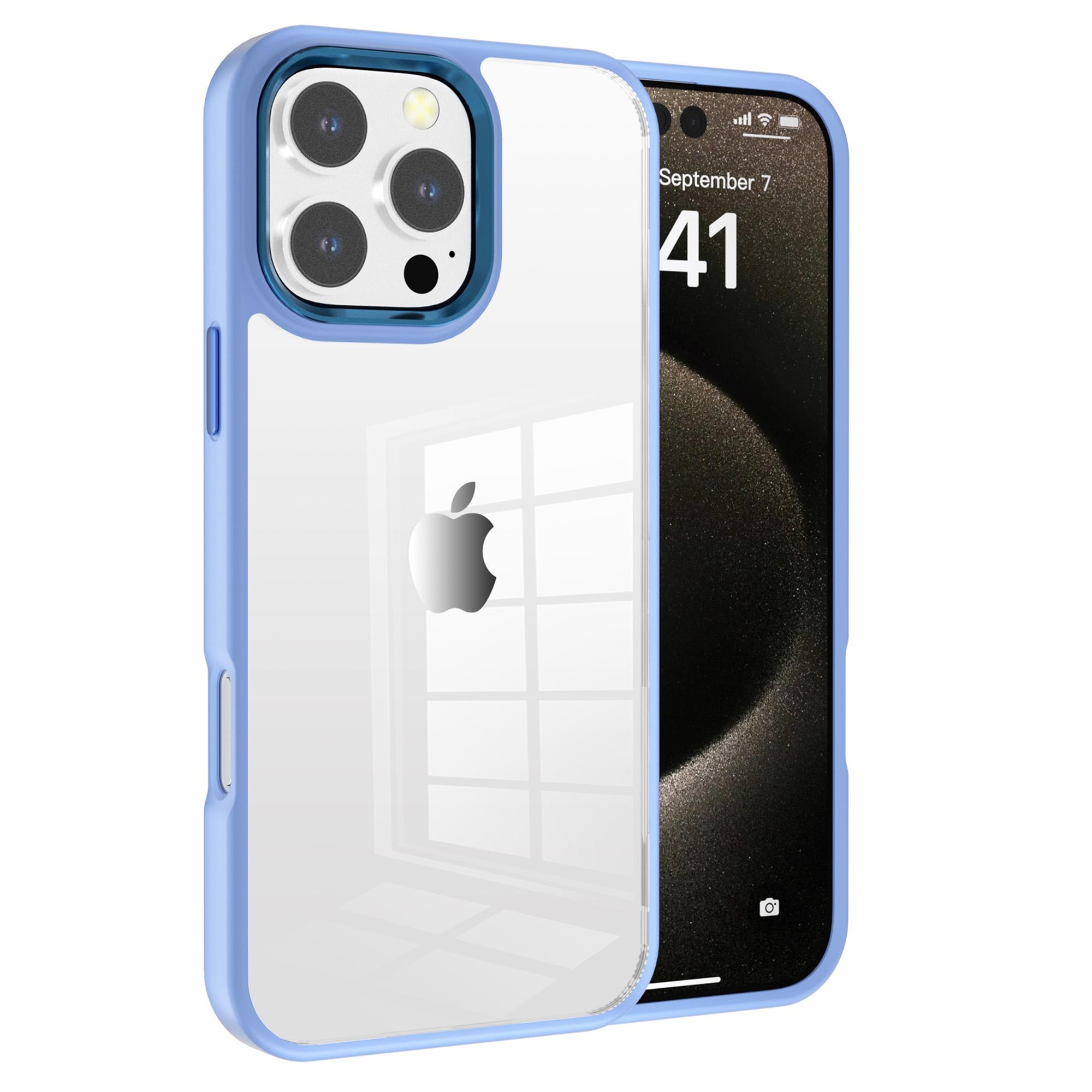 

For iPhone 16 Pro Max Clear Phone Case TPU+ PC Phone Back Cover with Metal Button C