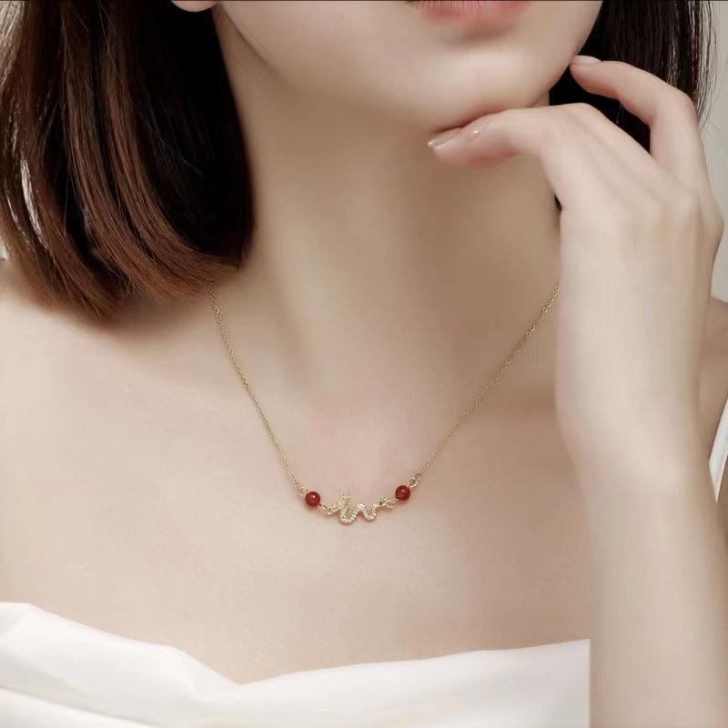 Female Niche Design Micro-inlaid Dragon Year Necklace Personality Trend Chinese Style New Chinese Style Collarbone Chain
