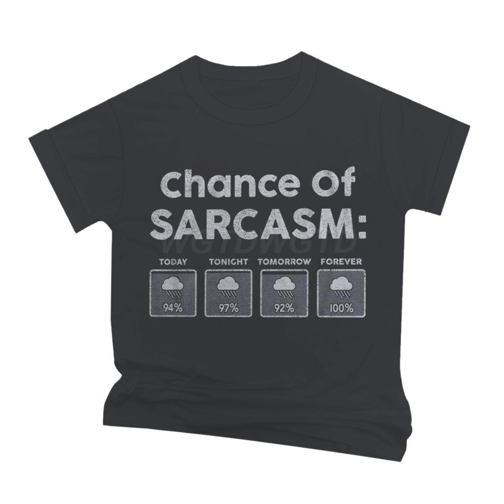 Chance auf Sarkasmus Heute Print T-Shirt Herren Damen Vintage Humor Streetwear Kurzarm Rundhals Lustig Kleidung Herren