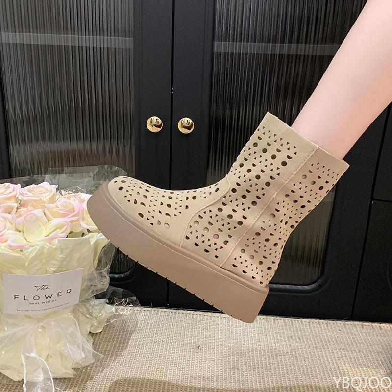 New Spring Summer Fashionable Versatile Women's Boots Casual Comfortable Thick Soled Shoes  Hollowed Out Midsole Boots