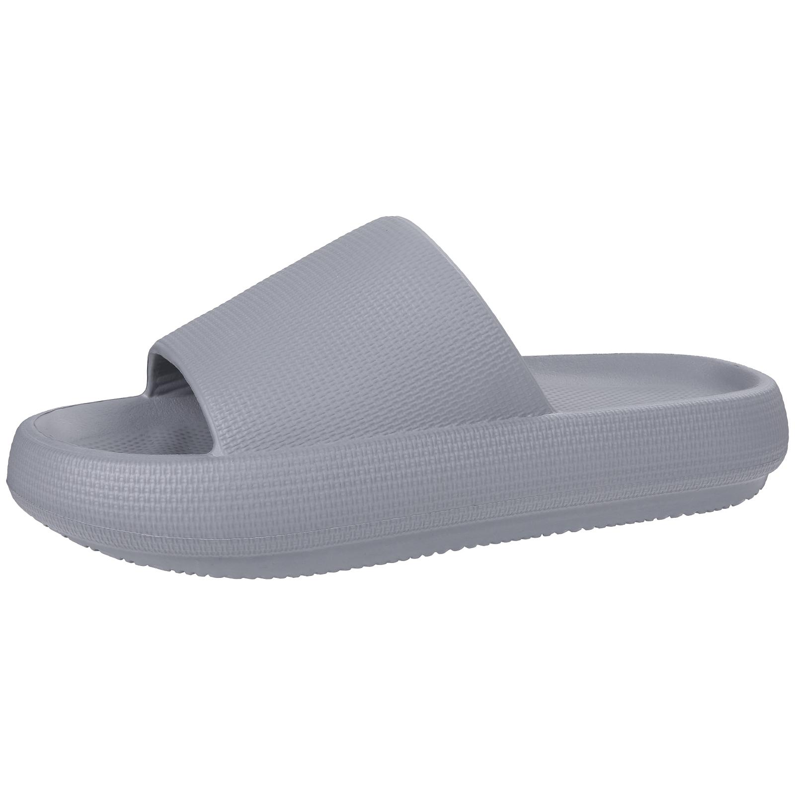 

Модные теплые мягкие тапочки с толстой подошвой для женщин и мужчин, домашние сандалии на платформе, домашние тапочки для ванной, летняя модная пляжная обувь для пар 35-36 серый
