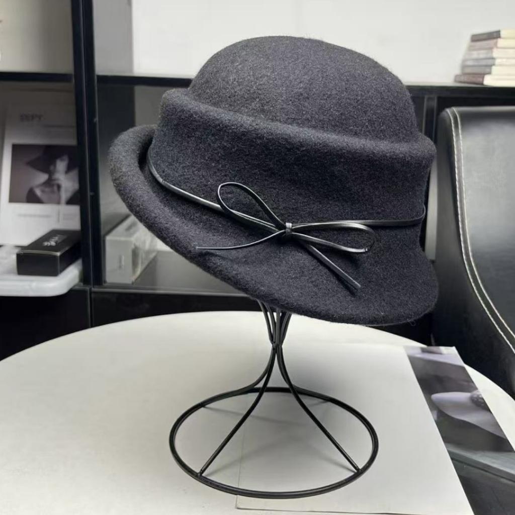 Trendy Autumn and Winter High-end Celebrity Style Black Soft Wool Top Hat Beret Women's Foreign Daughter Hat