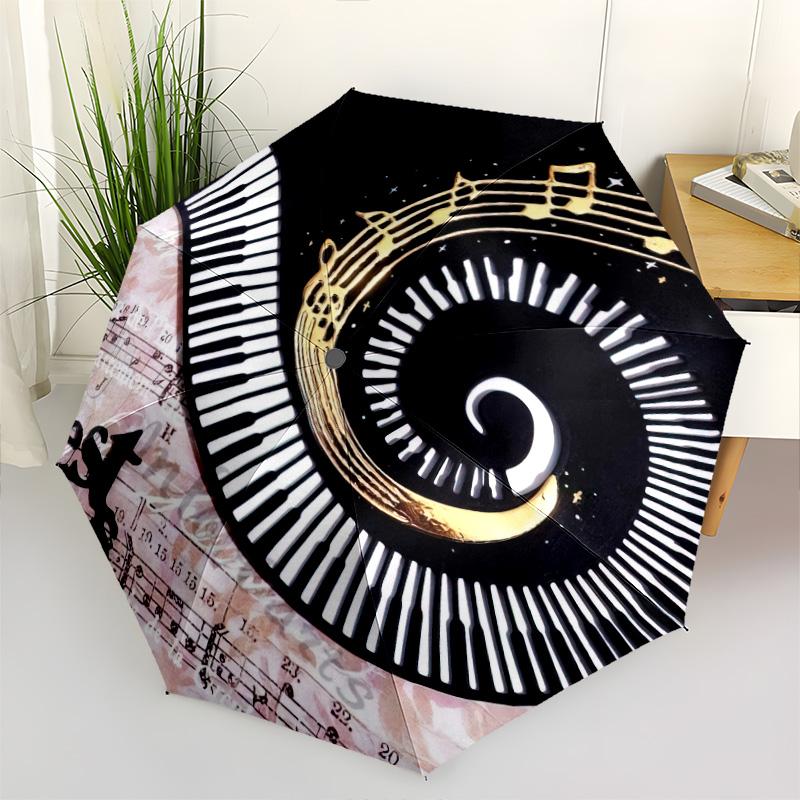 1pc Musical Symbols and Musical Instruments Umbrella Portable Folding Umbrella Iron Frame Hole Bone Structure Outdoor Home Umbrella