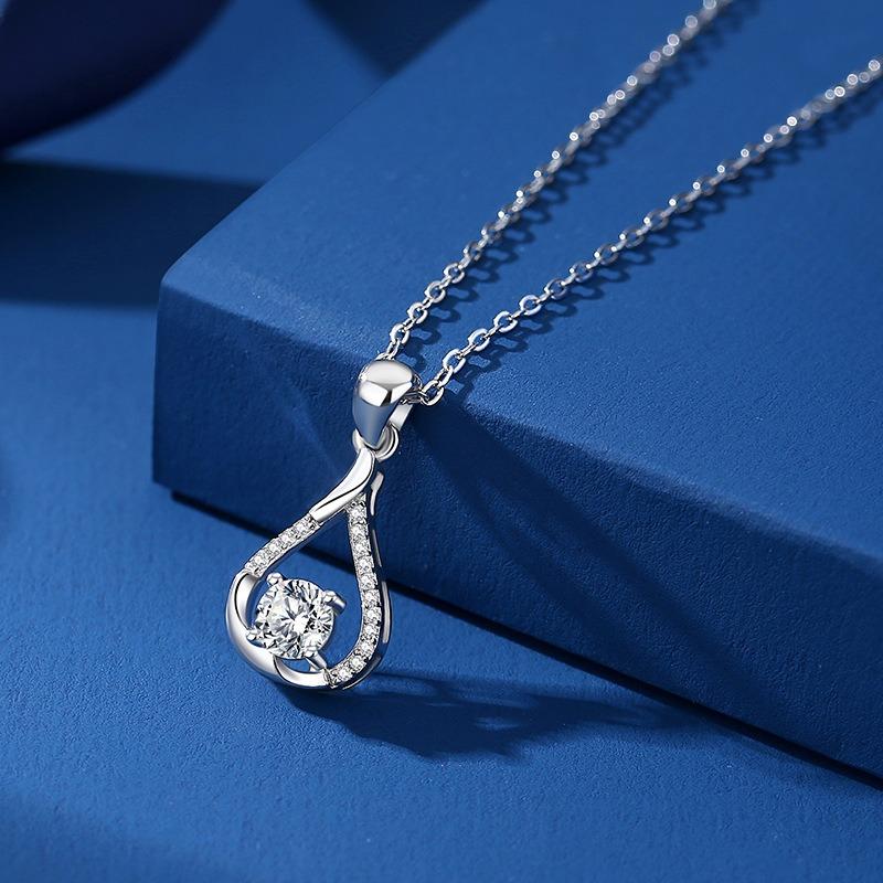 Women's Rose Gold 925 Sterling Silver Waterdrop Necklace 1ct Zirconia Moissanite Pendant Engagement Wedding Jewelry