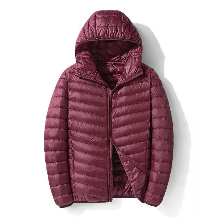 New Arrival Ultra Light Thin Men White Duck Down Jacket with Hood Casual Coat Winter Autumn Outerwear