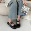 Black French Square Head Inner Height Increase Shallow Mouth Flat Sole Shoes Women's Summer 2025 New Skirt Height Increase Mary Jane Shoes