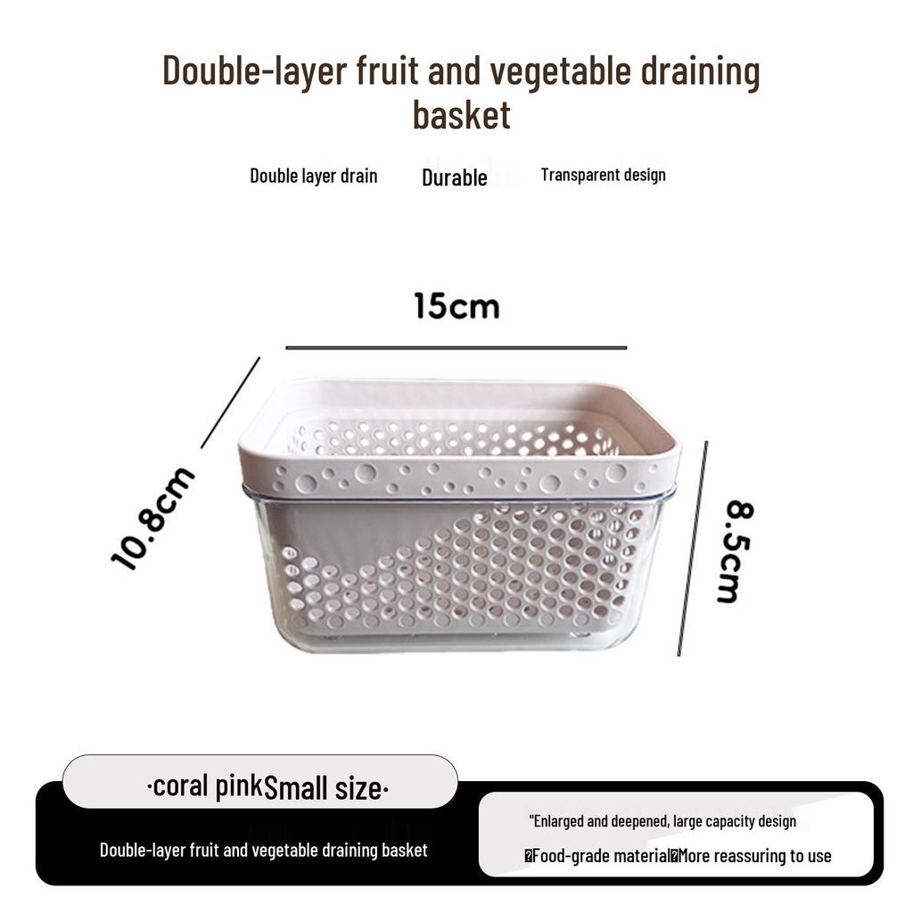 Double-Layer Draining & Storage Basket for Vegetables and Fruits