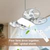 2 In 1 Silent Ceiling Fan Light 3 Gears Light Hanging Fan Foldable Drone Shaped Fan Light for Dining Room Bedroom Living Room