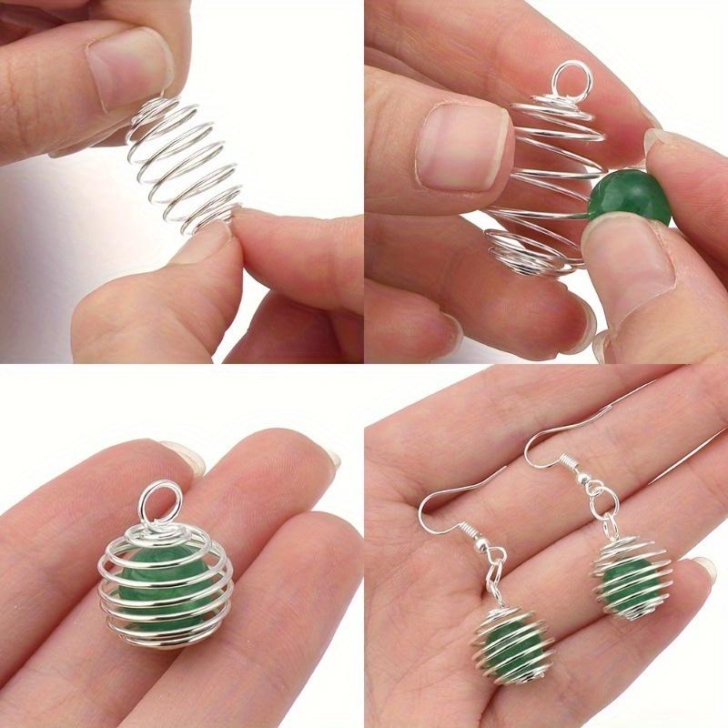 40 pezzi di ciondolo cavo in ferro con sfera a molla sospesa, ciondolo cavo a forma di lanterna con sfera a molla fai da te, accessori per gioielli con ciondolo per orecchini