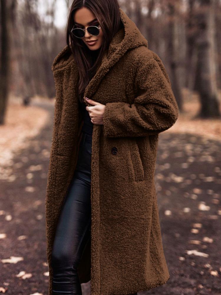 Long Plush Fleece Coat for Women, Soft Warm Winter Outerwear, Multiple Colors Available