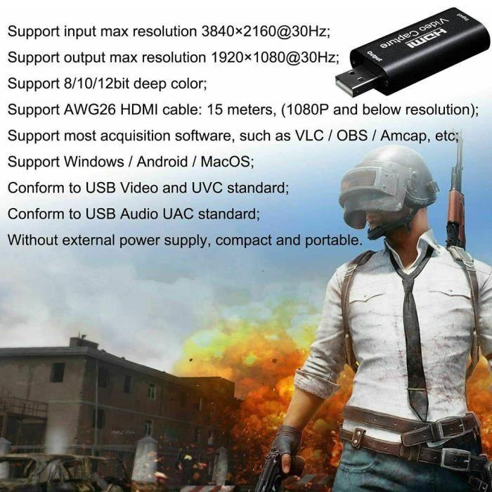 Carte de capture vidéo - Pg2601 - HDMI vers USB - 1080P - 15 mètres - Enregistrement audio/vidéo