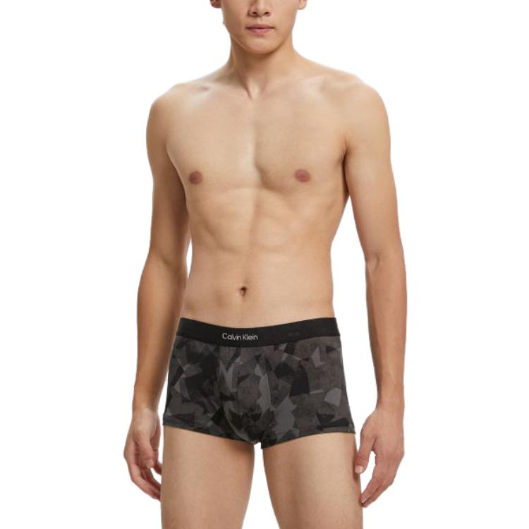 Calvin Klein Ss23 Geometric Print Breathable Low-Rise Boxer Shorts Men Underwear Dark-Gray NB3321-5VE