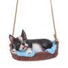 Garden Dog Statue Outdoor Resin Swing Ornament Hanging Decoration Home Bulldog Animal Gift Black