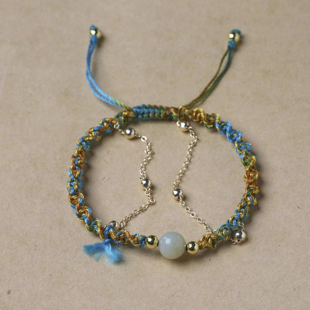 Handwoven Hetian Jade Multilayer Women's Bracelet - Retro Luxury Ethnic Design
